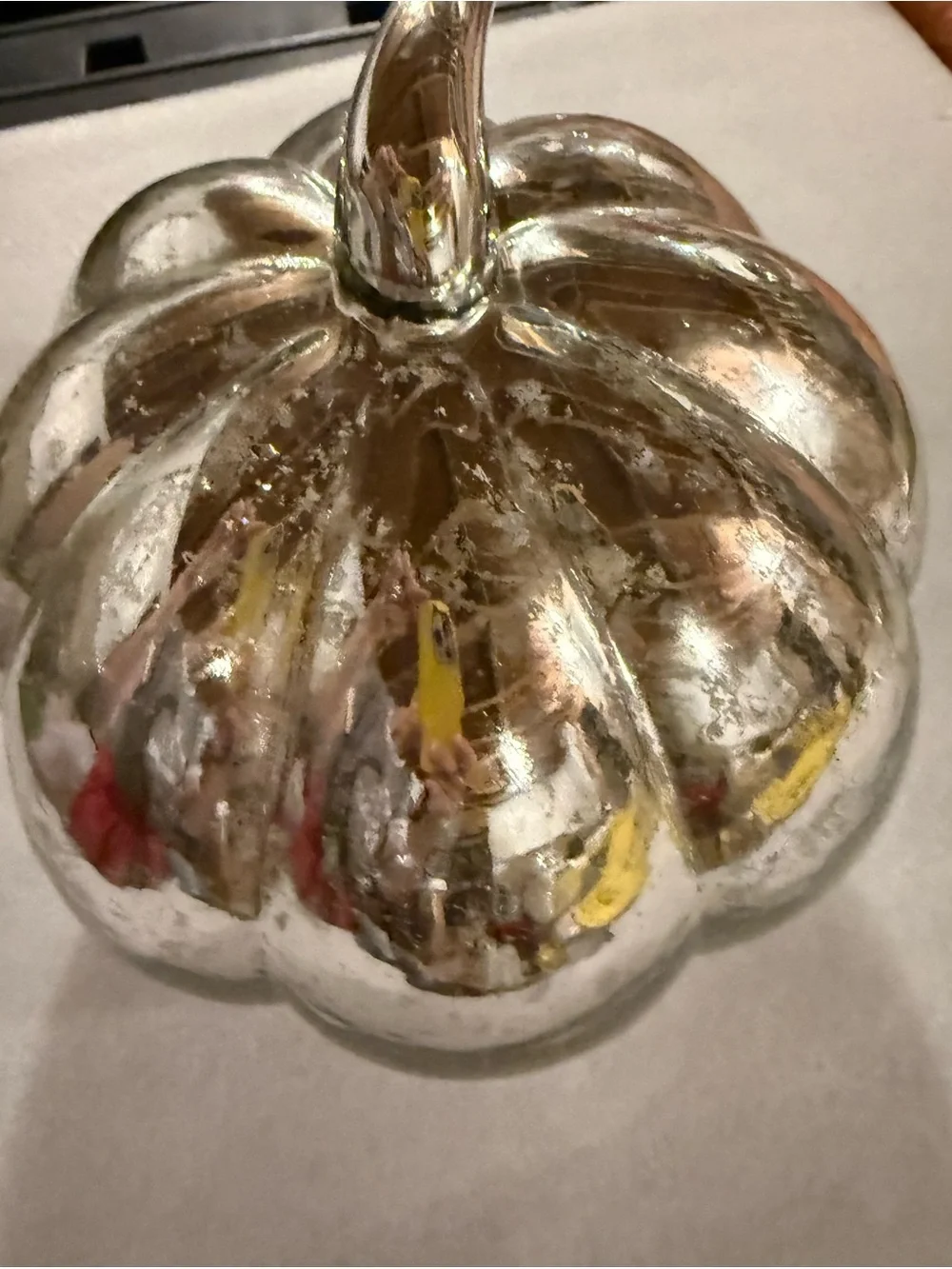 New Pottery Barn Silver Antique Mercury Glass Pumpkin Luminary, Large, #1